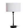 Tafellamp zwart met ovale linnen kap wit 35cm - Parte