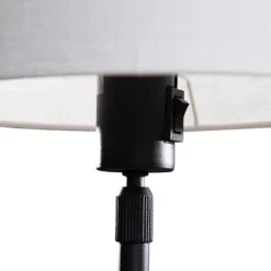 Tafellamp zwart met ovale linnen kap wit 35cm - Parte