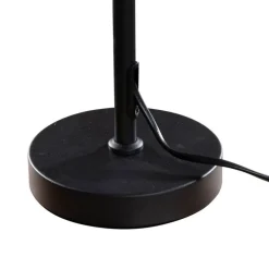 Tafellamp zwart met ovale linnen kap wit 35cm - Parte