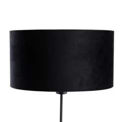 Tafellamp zwart met ovale velours kap zwart 35cm - Parte