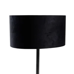 Tafellamp zwart met ovale velours kap zwart 35cm - Simplo
