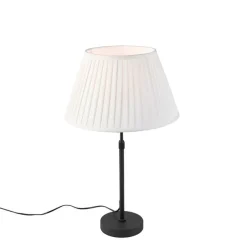 Tafellamp zwart met plisse kap crème 35 cm verstelbaar - Parte