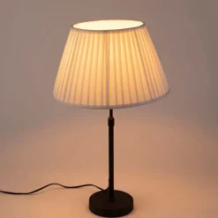 Tafellamp zwart met plisse kap crème 35 cm verstelbaar - Parte
