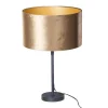 Tafellamp zwart met velours kap brons 35cm - Parte