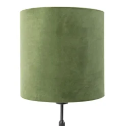 Tafellamp zwart met velours kap groen met goud 25 cm - Parte