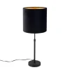 Tafellamp zwart met velours kap zwart met goud 25 cm - Parte