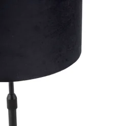 Tafellamp zwart met velours kap zwart met goud 25 cm - Parte
