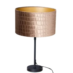 Tafellamp zwart met velours kap krokodil dessin 35cm - Parte