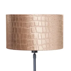 Tafellamp zwart met velours kap krokodil dessin 35cm - Parte