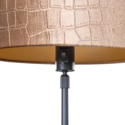 Tafellamp zwart met velours kap krokodil dessin 35cm - Parte