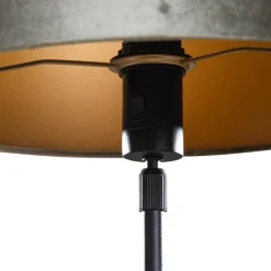 Tafellamp zwart met velours kap groen 35cm - Parte