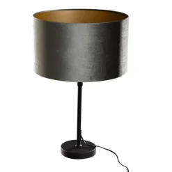 Tafellamp zwart met velours kap groen 35cm - Parte