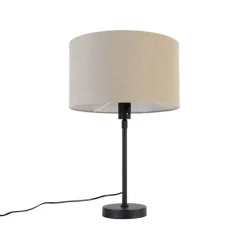 Tafellamp zwart verstelbaar met kap lichtbruin 35 cm - Parte