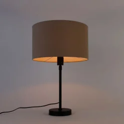 Tafellamp zwart verstelbaar met kap lichtbruin 35 cm - Parte