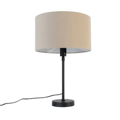 Tafellamp zwart verstelbaar met kap lichtbruin 35 cm - Parte