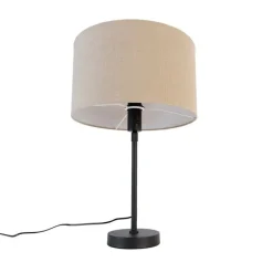 Tafellamp zwart verstelbaar met kap lichtbruin 35 cm - Parte