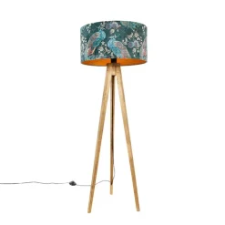 Tripod vintage hout met kap pauw groen 50 cm - Tripod Classic