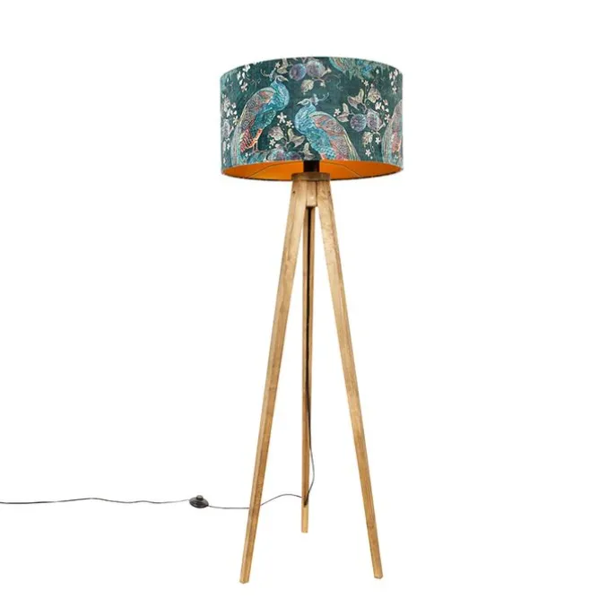 Tripod vintage hout met kap pauw groen 50 cm - Tripod Classic