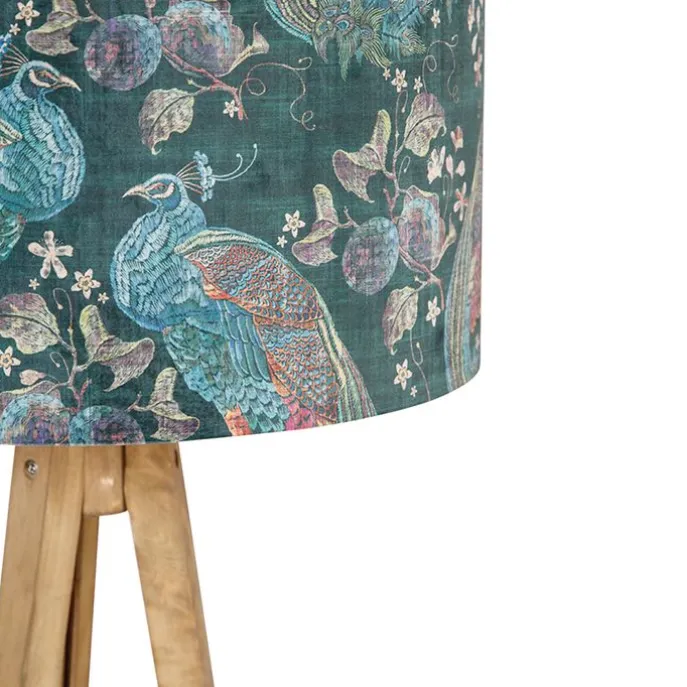 Tripod vintage hout met kap pauw groen 50 cm - Tripod Classic