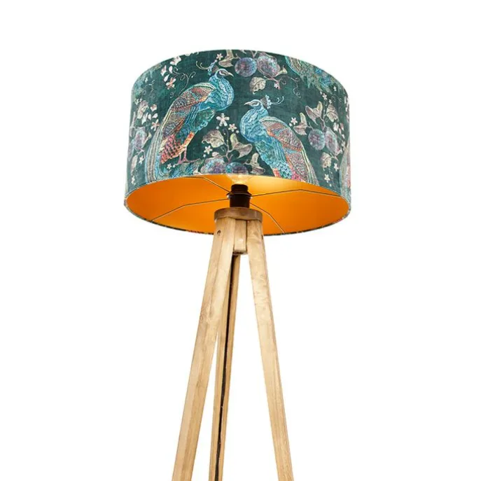 Tripod vintage hout met kap pauw groen 50 cm - Tripod Classic