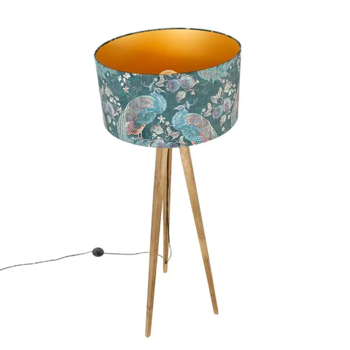 Tripod vintage hout met kap pauw groen 50 cm - Tripod Classic