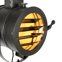 Tripod vloerlamp zwart met hout studiospot - Radient