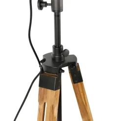 Tripod vloerlamp zwart met hout studiospot - Radient