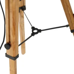 Tripod vloerlamp zwart met hout studiospot - Radient