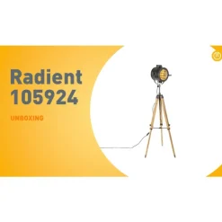 Tripod vloerlamp zwart met hout studiospot - Radient