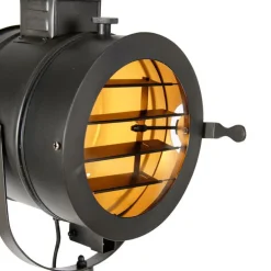 Tripod vloerlamp zwart met hout studiospot - Radient