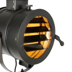 Tripod vloerlamp zwart met hout studiospot - Radient