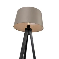 Tripod zwart met linnen kap taupe 45 cm - Tripod Classic