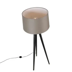 Tripod zwart met linnen kap taupe 45 cm - Tripod Classic