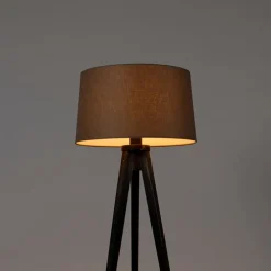 Tripod zwart met linnen kap taupe 45 cm - Tripod Classic