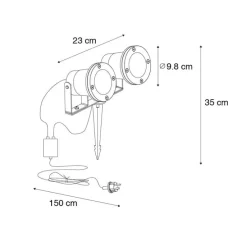 Tuinspot zwart incl. snoer en stekker 2-lichts IP65 - Basic
