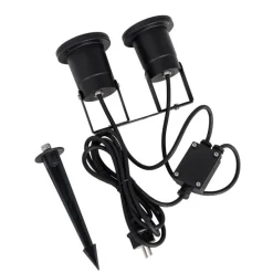 Tuinspot zwart incl. snoer en stekker 2-lichts IP65 - Basic