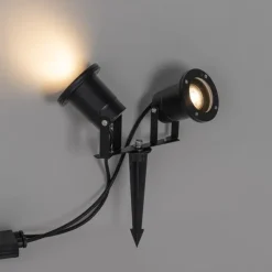 Tuinspot zwart incl. snoer en stekker 2-lichts IP65 - Basic