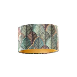 Velours lampenkap blad dessin met gouden binnenkant ovaal 25/16/15