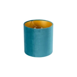 Velours lampenkap blauw 20/20/20 met gouden binnenkant
