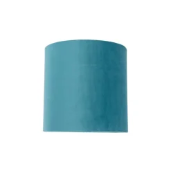 Velours lampenkap blauw 20/20/20 met gouden binnenkant