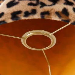 Velours lampenkap luipaard dessin 20/20/20 gouden binnenkant