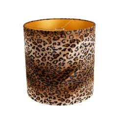 Velours lampenkap luipaard dessin 40/40/40 gouden binnenkant