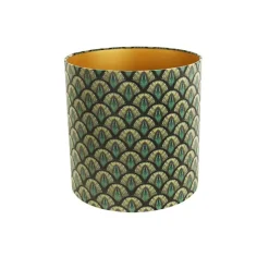 Velours lampenkap pauw dessin 40/40/40 gouden binnenkant