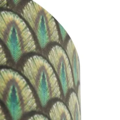 Velours lampenkap pauw dessin 40/40/40 gouden binnenkant