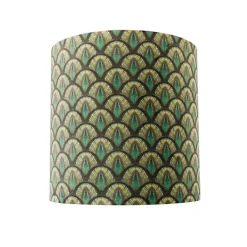 Velours lampenkap pauw dessin 40/40/40 gouden binnenkant