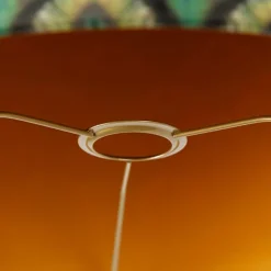 Velours lampenkap pauw dessin 40/40/40 gouden binnenkant