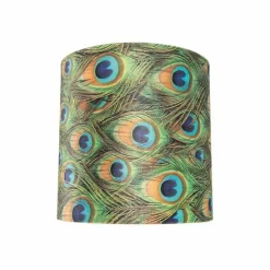Velours lampenkap pauw dessin 25/25/25 met gouden binnenkant