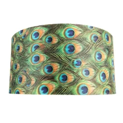 Velours lampenkap pauw dessin 50/50/25 met gouden binnenkant