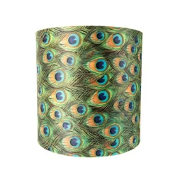 Velours lampenkap pauw dessin 40/40/40 met gouden binnenkant