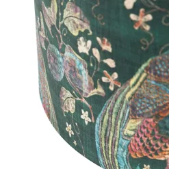 Velours lampenkap pauw groen 50/50/25 gouden binnenkant